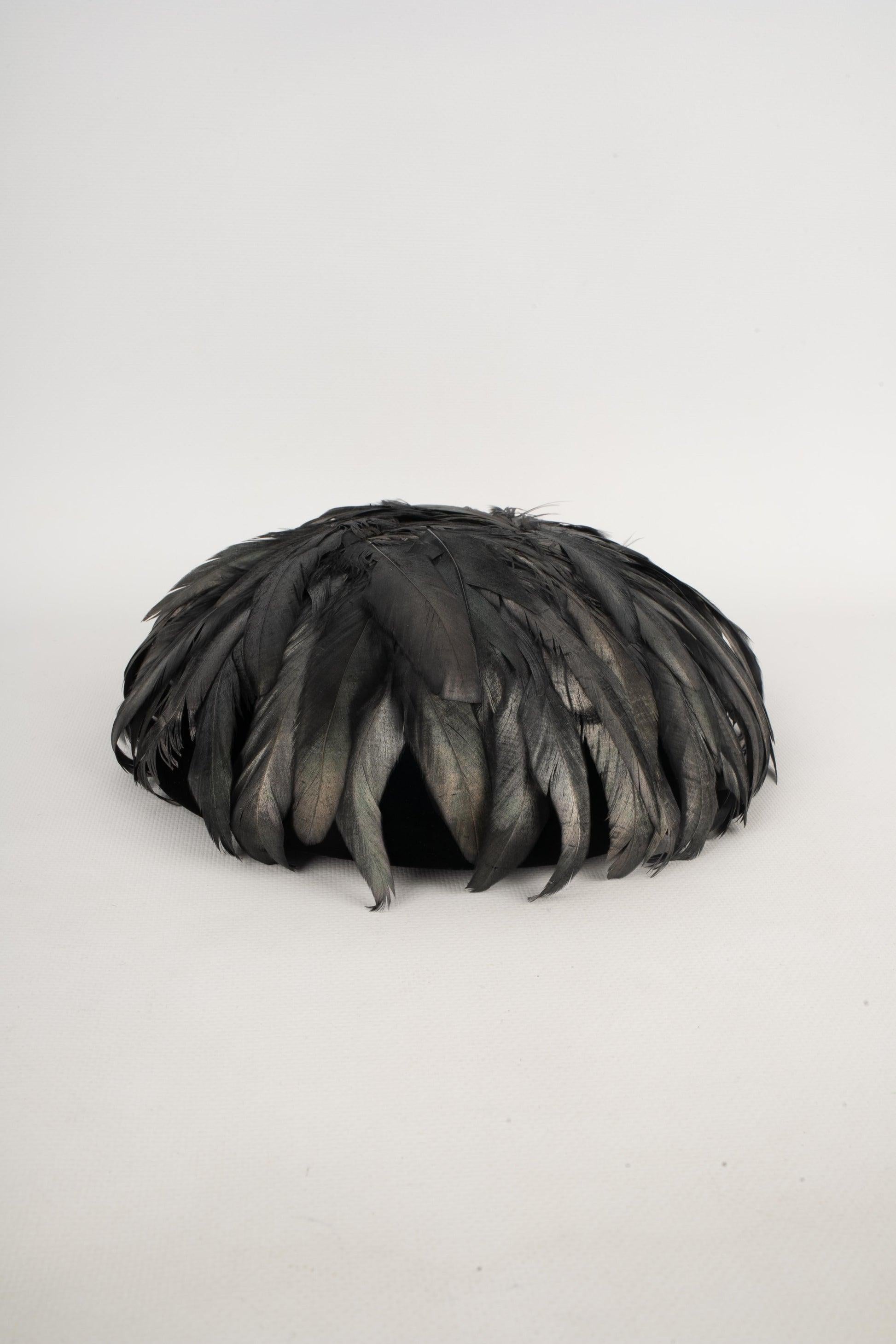 Women's Feather Black Velvet Fasinator Hat For Sale