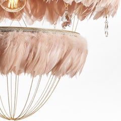Feather Chandelier in Blush Pink - Bertie -  Hand Made to order in London.
