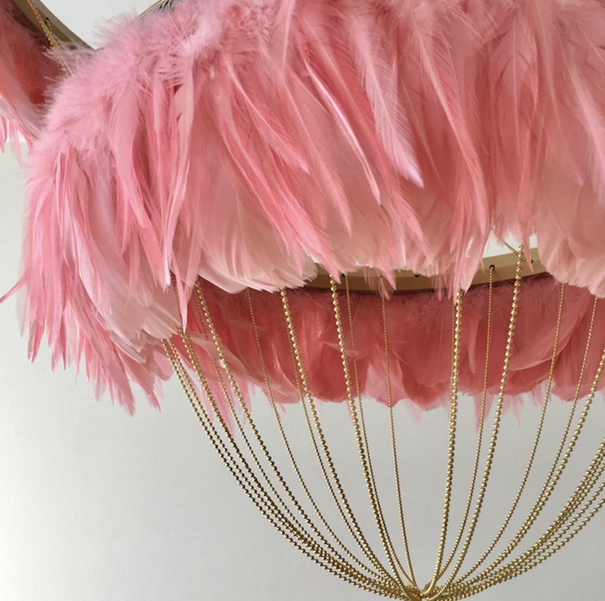 pink flamingo feather lamp