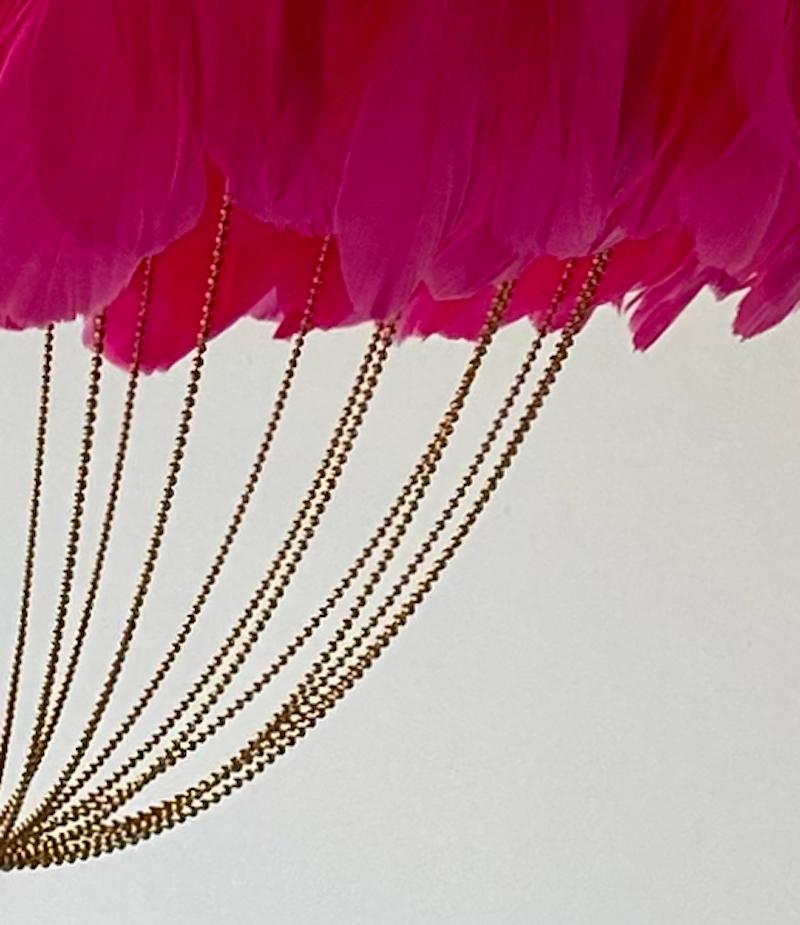 Dyed Feather Chandelier in Shocking Pink - Bertie -  Hand Made to order in London.  For Sale
