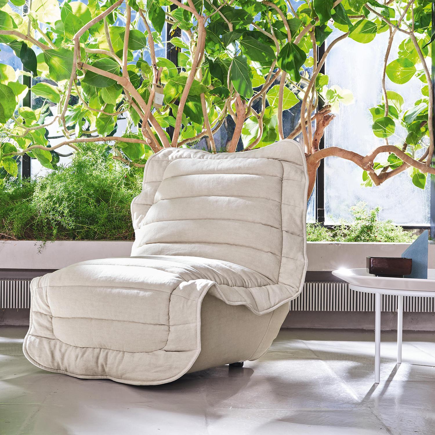 Sessel Feder Creme Weiß (Stoff) im Angebot
