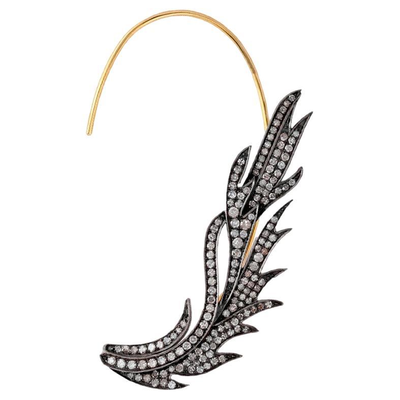 Feather Cuff Earrings in 18k  Gold, Silver and  Diamonds 