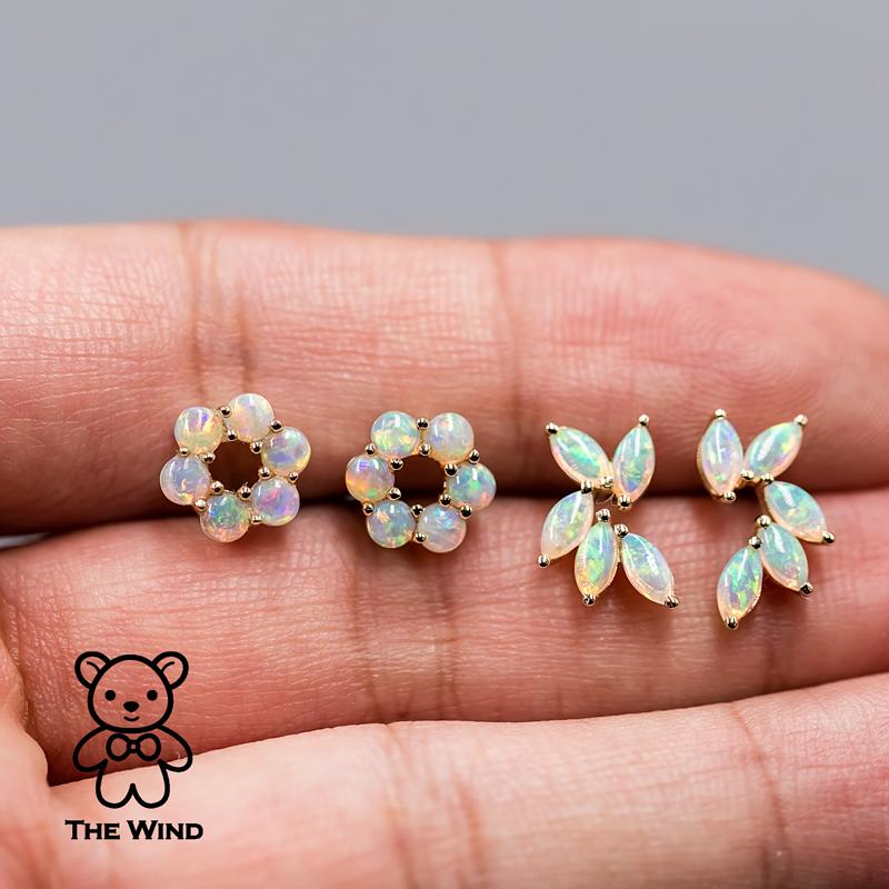Feather Design Australian Solid Opal Stud Earring… - image 5