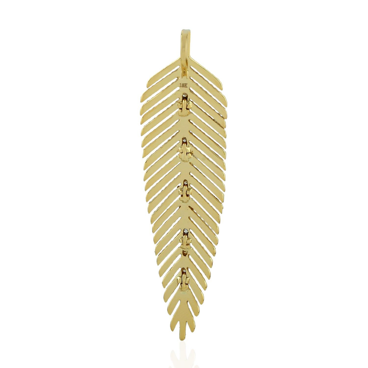 Cast in 18 Karat gold, this beautiful feather pendant is set in 1.39 carats of sparkling diamonds.  Available in yellow and white gold.

FOLLOW  MEGHNA JEWELS storefront to view the latest collection & exclusive pieces.  Meghna Jewels is proudly