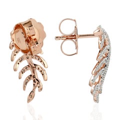 Feather Diamond 18 Karat Gold Stud Earrings