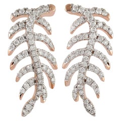 Feather Diamond 18 Karat Gold Stud Earrings