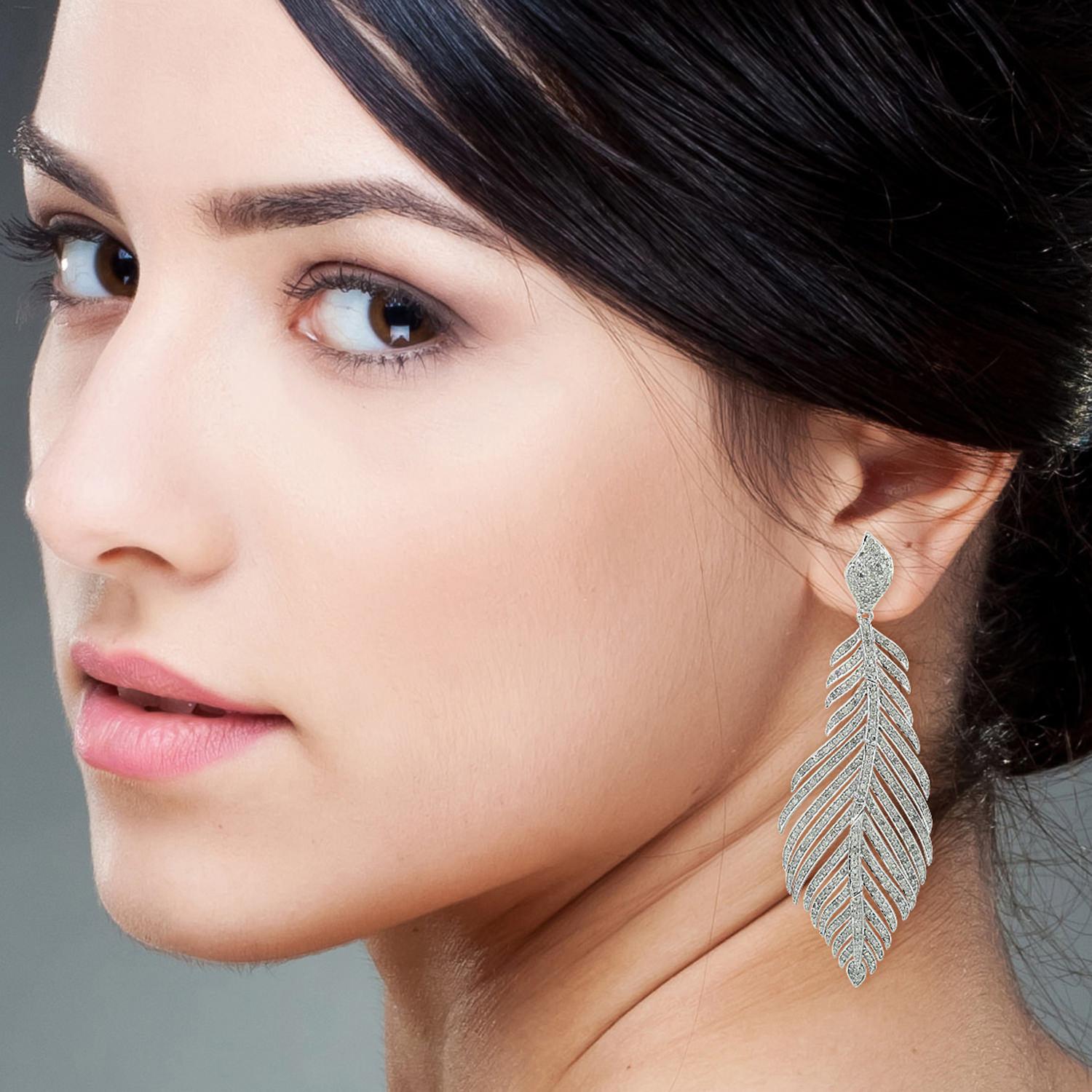 These beautiful feature earrings are handmade in 18-karat gold and sterling silver. It is hand set with 3.84 carats of glimmering diamonds. Available in yellow, rose and white gold.

FOLLOW  MEGHNA JEWELS storefront to view the latest collection &