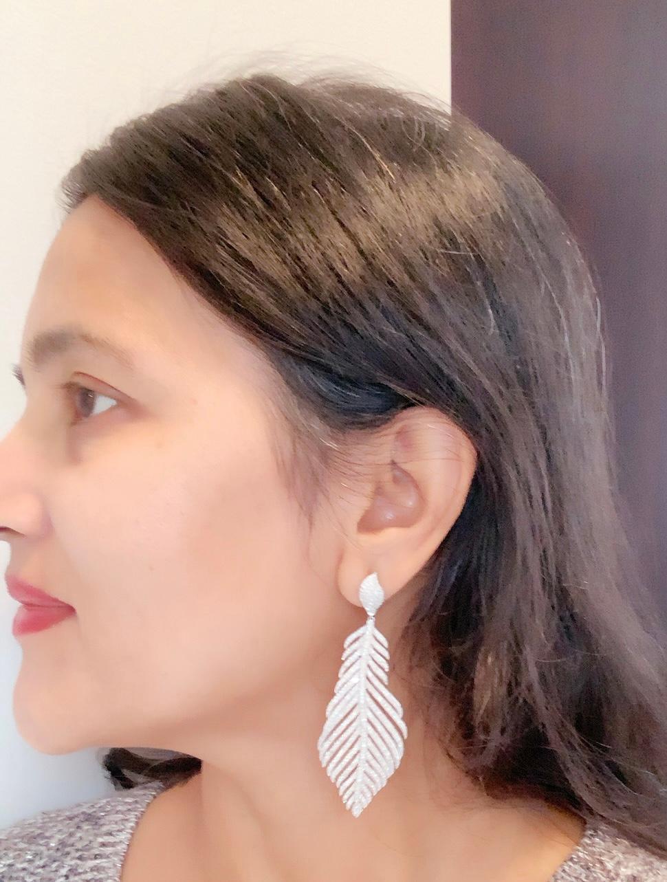 feather rhinestone earrings
