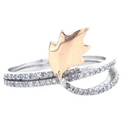 Feather Diamond Ring in 14K Solid Gold (Certified)