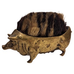 feather duster in the shape of a pig, made of solid Viennese bronze 1900