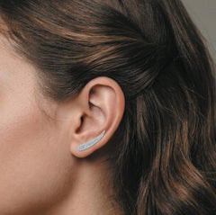 Feather Earcuff Earrings 18K White Gold Pavé Diamonds