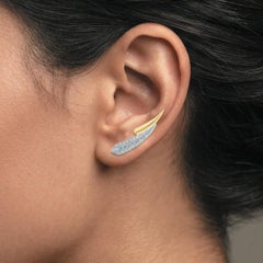 Feather Earcuff Earrings 18K White Gold Pavé Diamonds