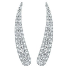 Feather Earcuff Earrings 18K White Gold Pavé Diamonds