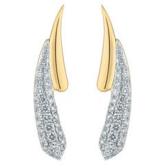 Feather Earcuff Earrings 18K White Gold Pavé Diamonds