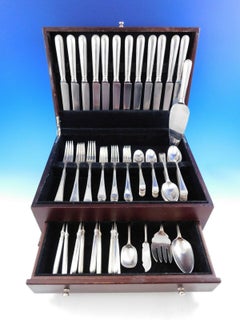 Feather Edge by CJ Vander Sterling Silver Flatware Set 12 Service Dinner 76 Pcs