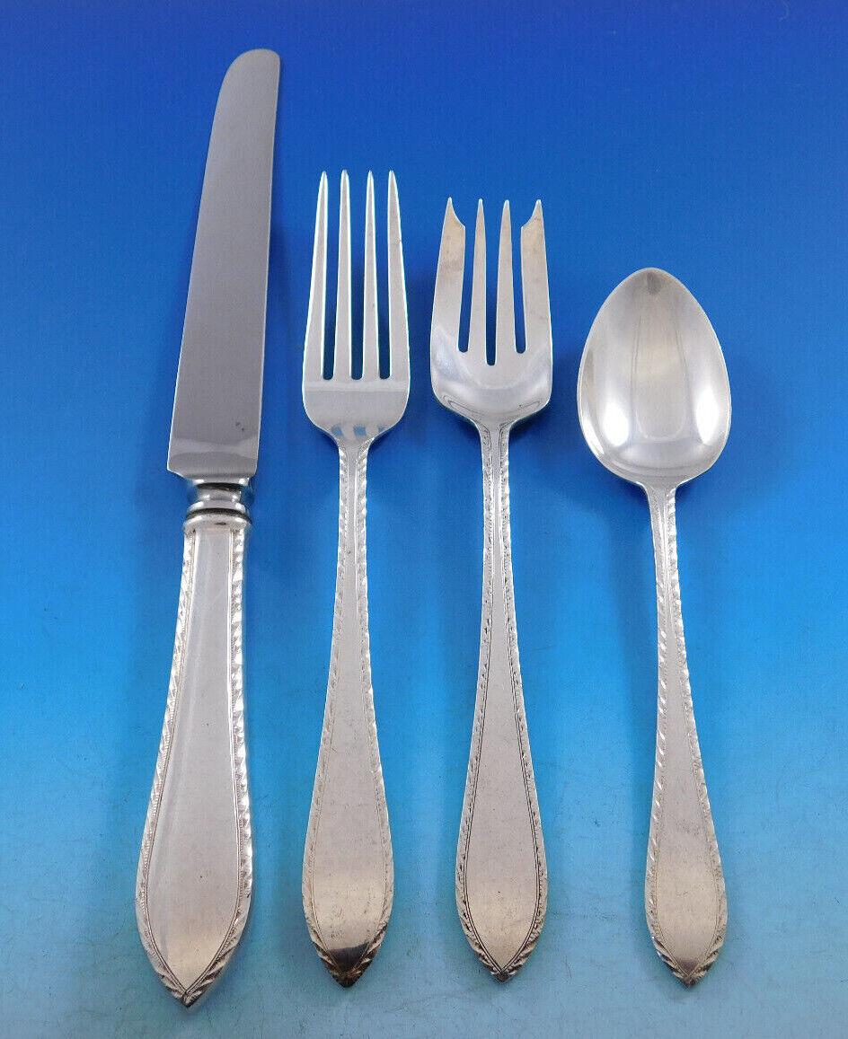Feather Edge by Tiffany Sterling Silver Flatware Set for 8 Service 40 pcs In Excellent Condition In Big Bend, WI