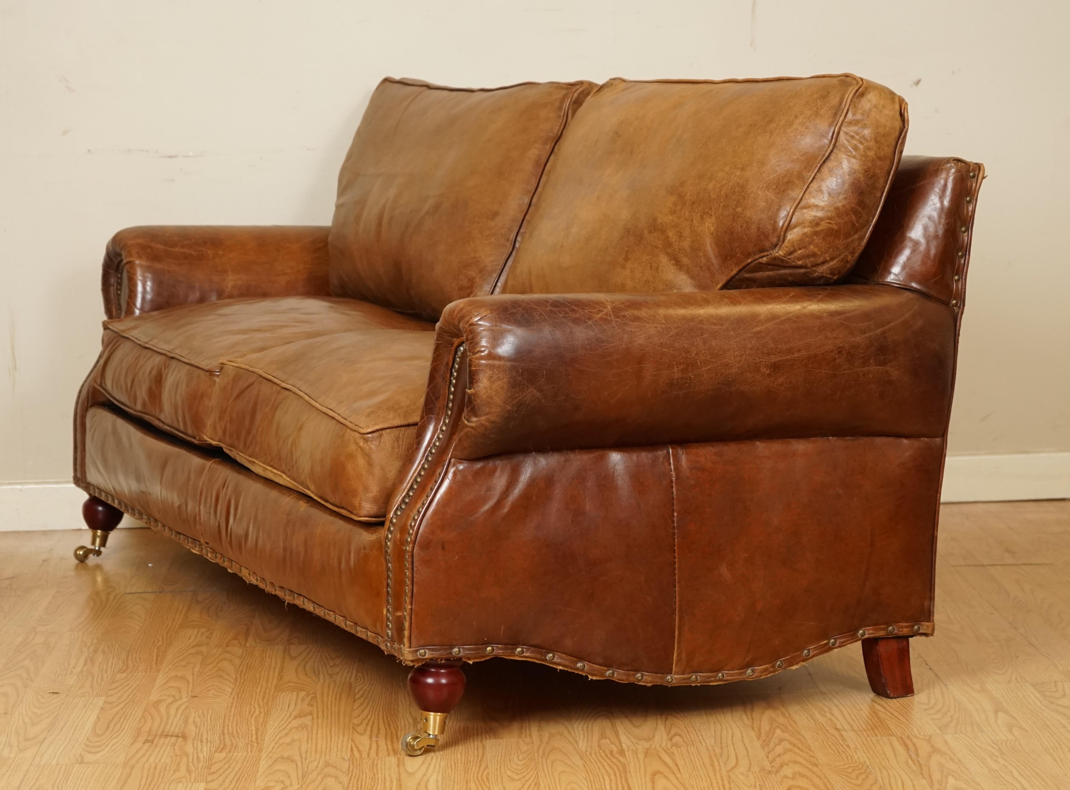 Feather Filled Halo Timothy Oulton Balmoral 3 Seater Heritage Brown Leather Sofa 2