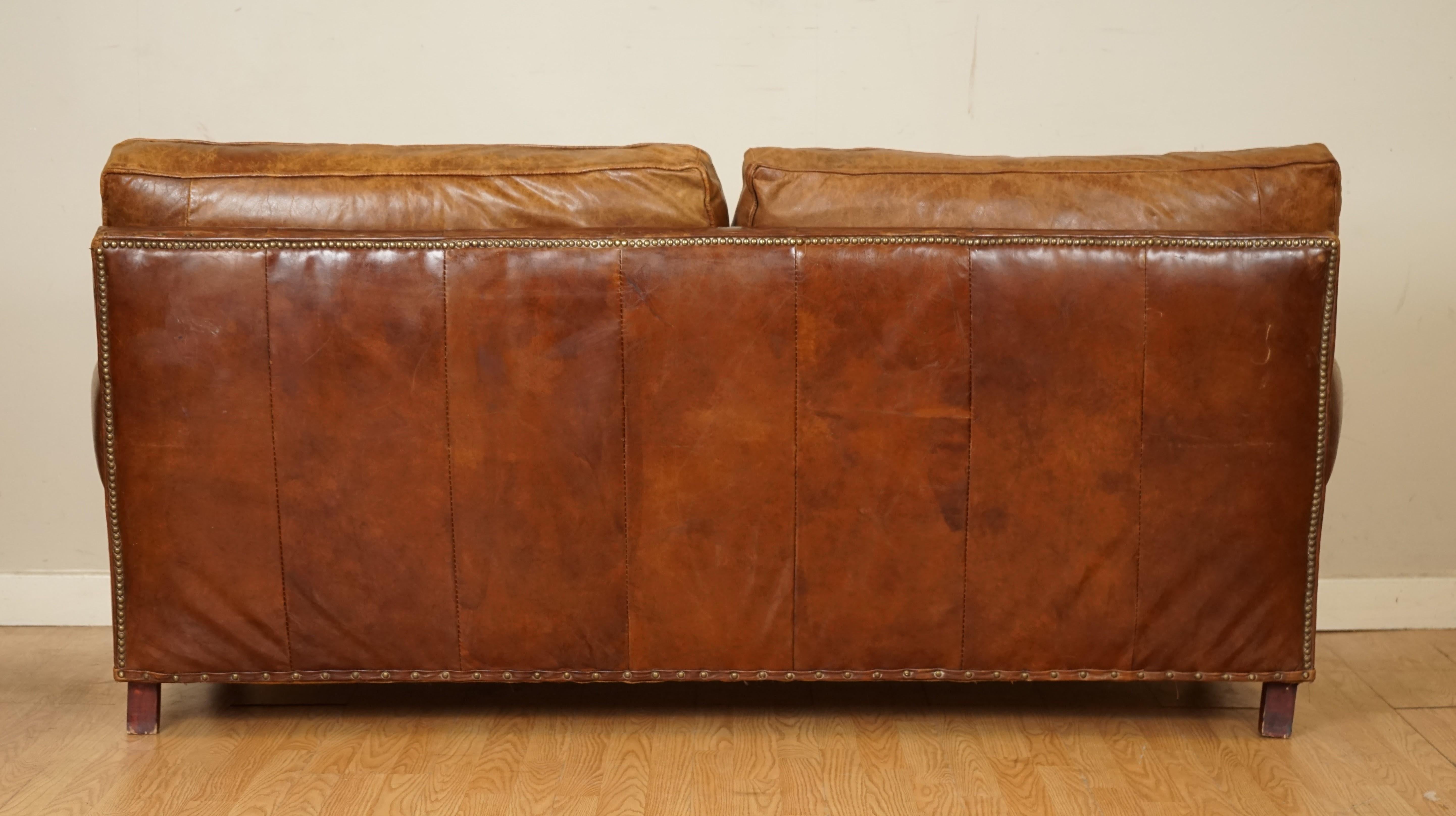 Feather Filled Halo Timothy Oulton Balmoral 3 Seater Heritage Brown Leather Sofa 2