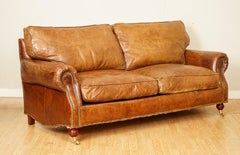 Feather Filled Halo Timothy Oulton Balmoral 3 Seater Heritage Brown Leather Sofa