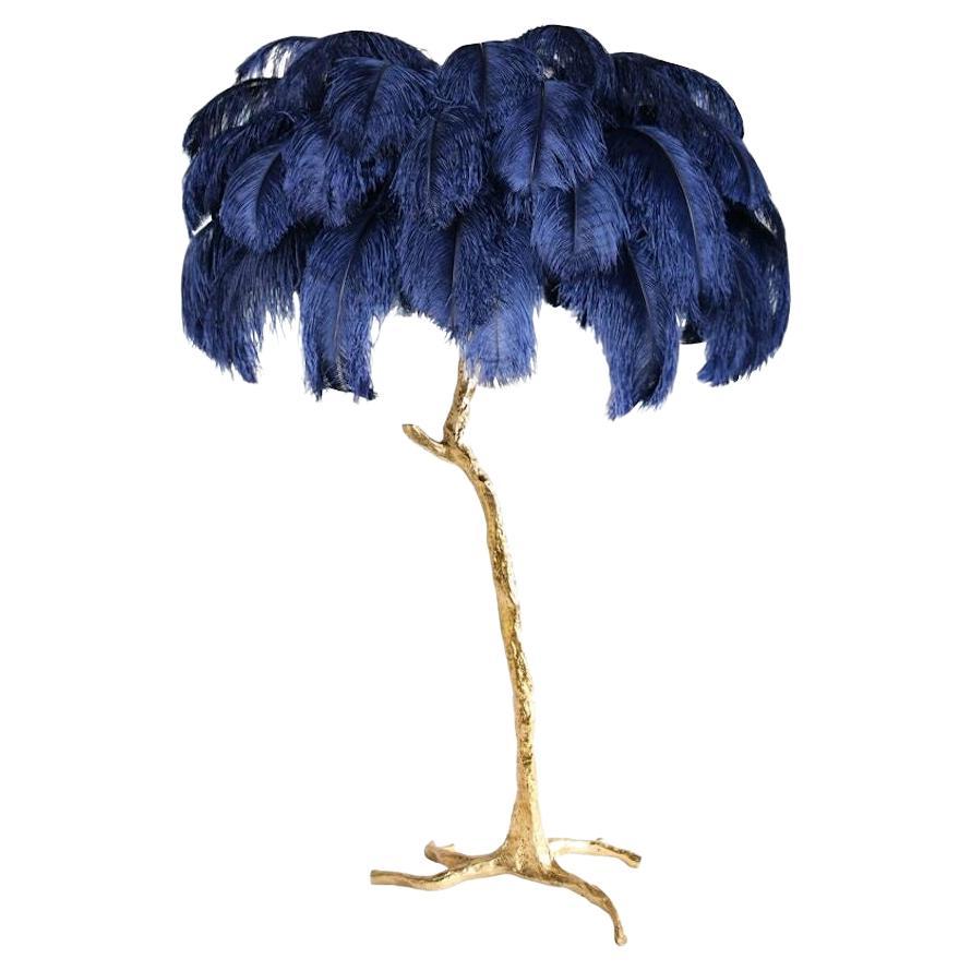 Feather Floor Lamp, Navy For Sale