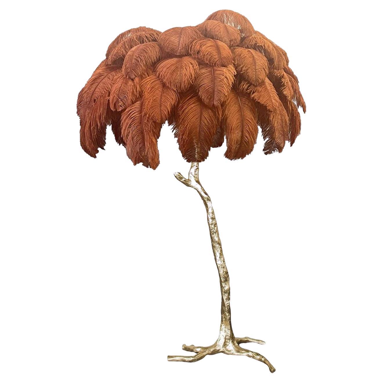 Feather Floor Lamp, Rust For Sale