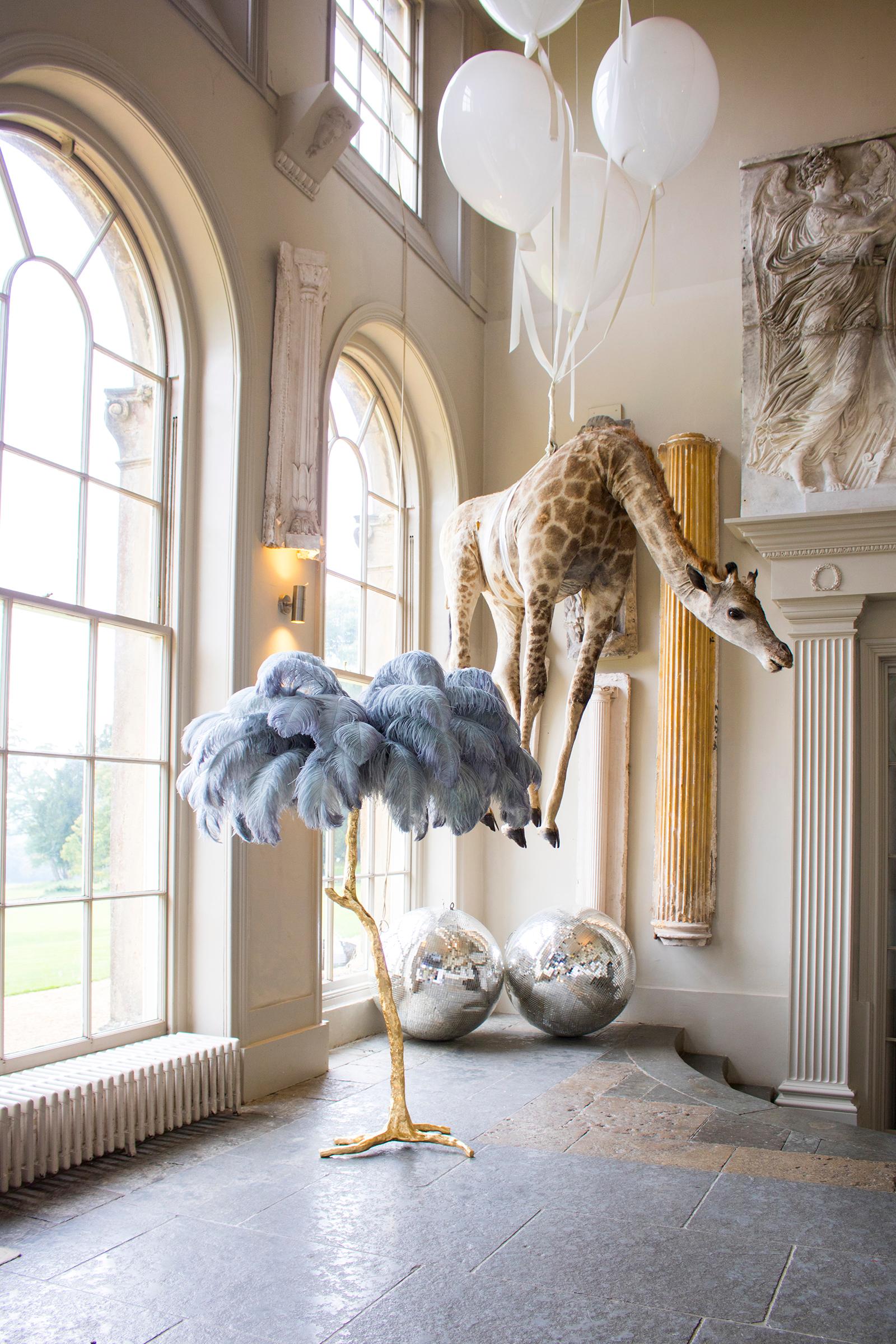 English Feather Floor Lamp, Steel For Sale
