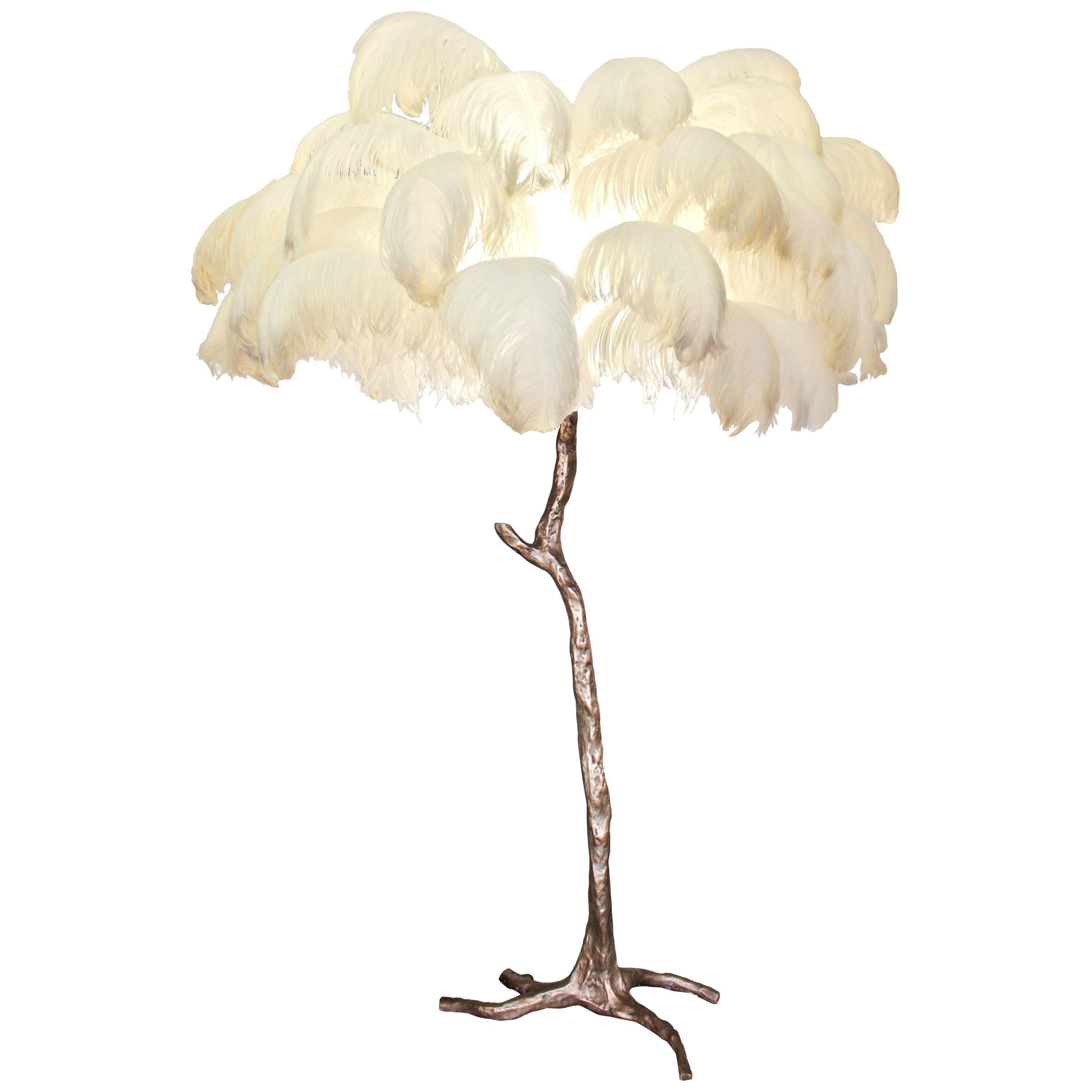 Feather Lamp with Bronze Base