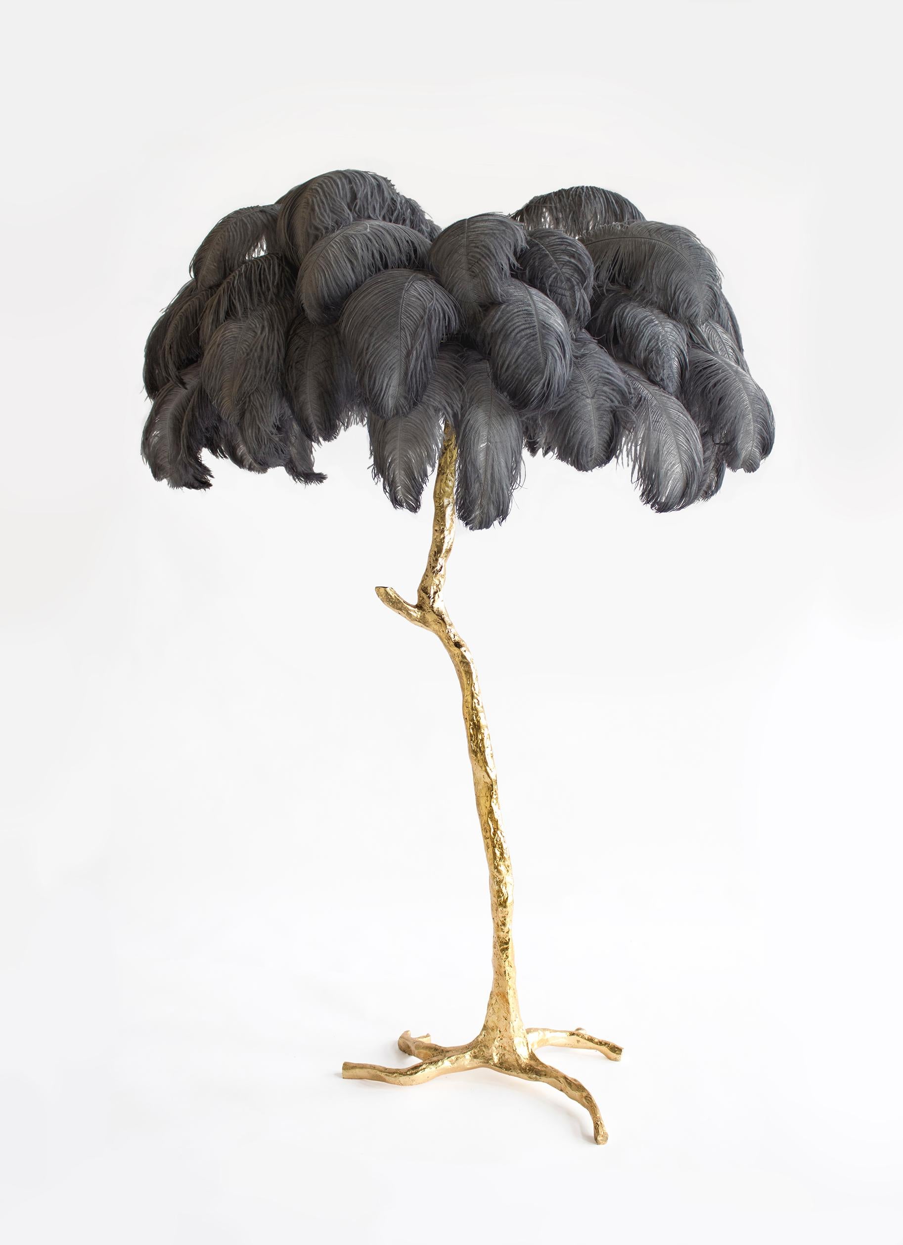 Feather Lamp with Gold Base 4