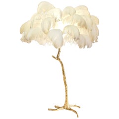 Feather Lamp with Gold Base