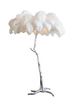 Feather Lamp with Silver Base