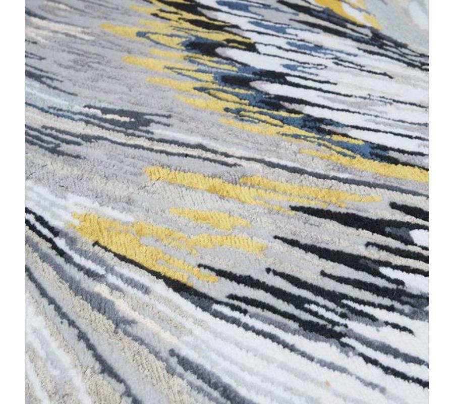 Hand-Knotted Feather Marble Midnight 10'x7' Rug in Wool and SIlk By Mary Katrantzou For Sale