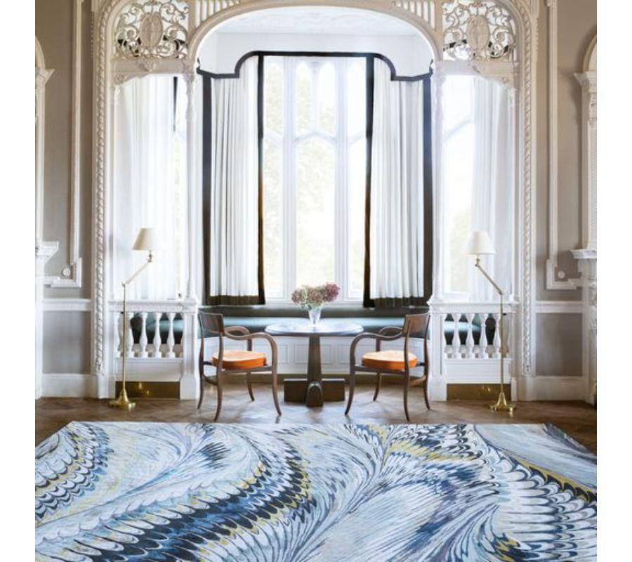 Feather Marble Midnight 10'x7' Rug in Wool and SIlk By Mary Katrantzou In New Condition For Sale In London, GB