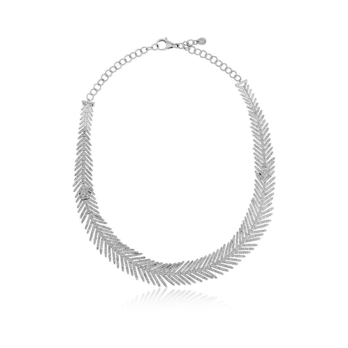 Feather Necklace & Bracelet in 18k White Gold, Silver, Diamonds & Tsavorites For Sale 3