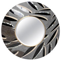 Feather Pattern Mirror in Shagreen and Pen Shell by Kifu Paris
