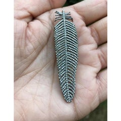 Feather Pendant in Pave Diamond and 925 Silver
