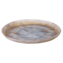 Feather Platter II, a Glass Platter in Brown & Earthy Colours by Amanda Simmons
