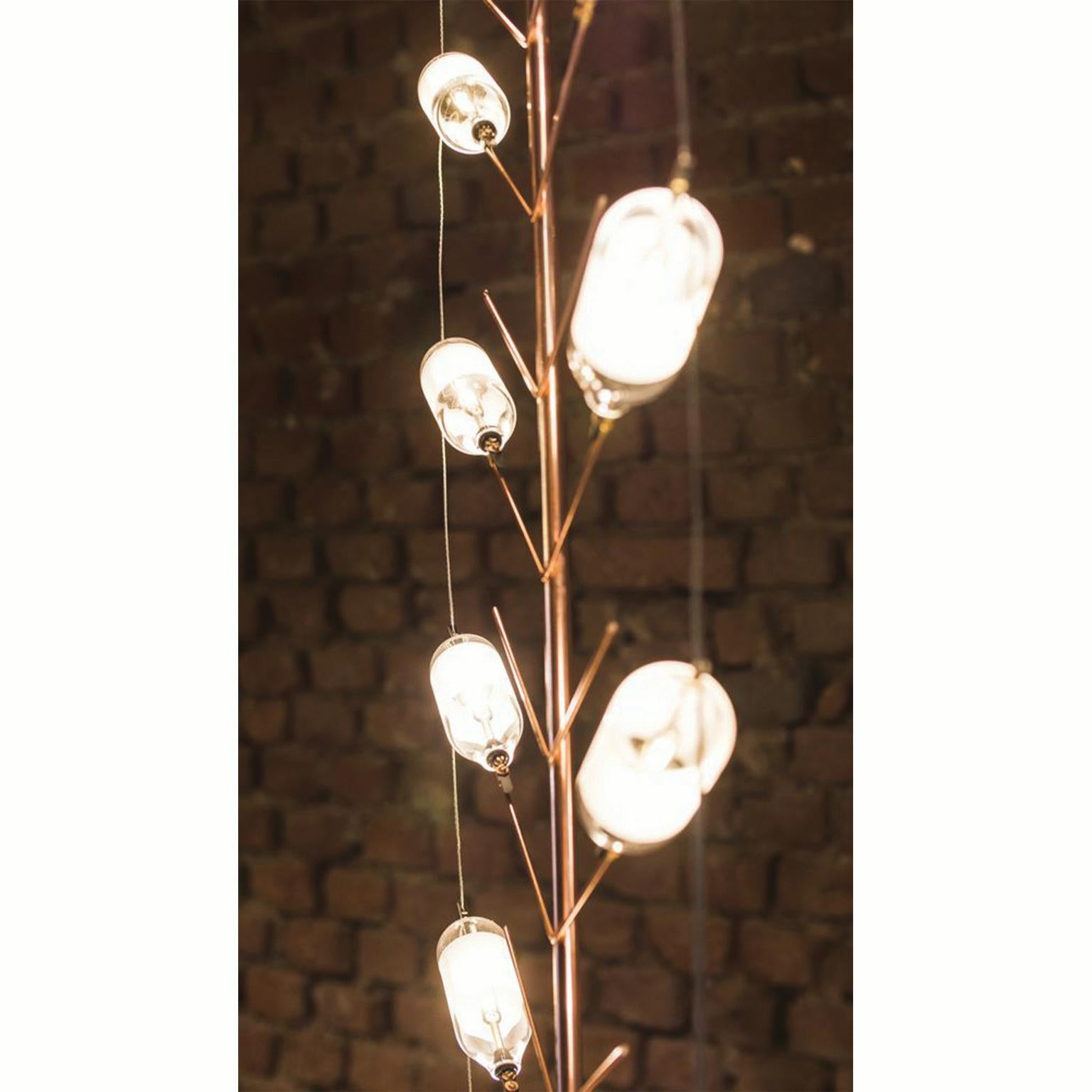 Plated Feather Standing Light, Floor Lamp, Special collection handmade in Europe