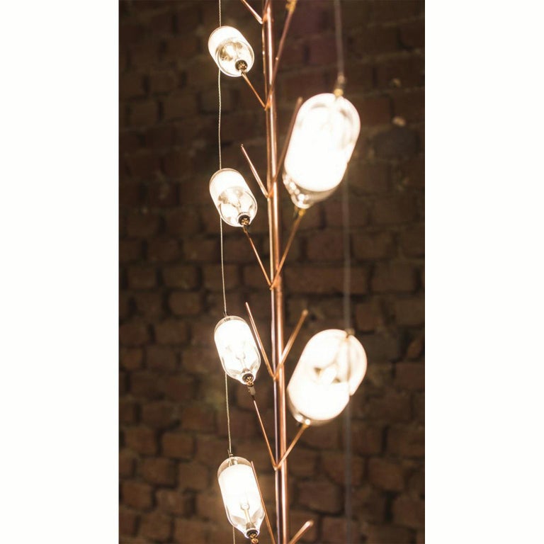 Plated Feather Standing Light, Floor Lamp, Special collection handmade in Europe For Sale