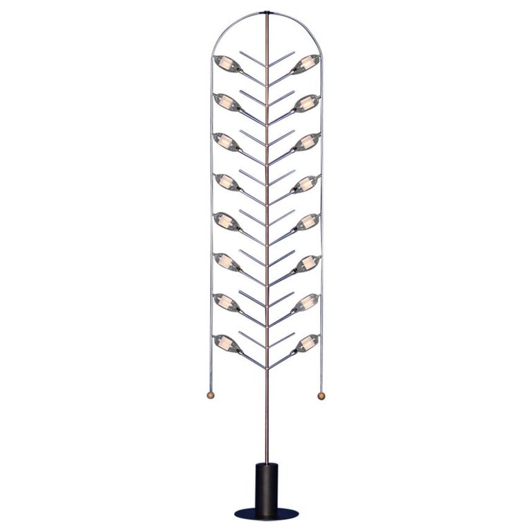 Feather Standing Light, Floor Lamp, Special collection handmade in Europe For Sale