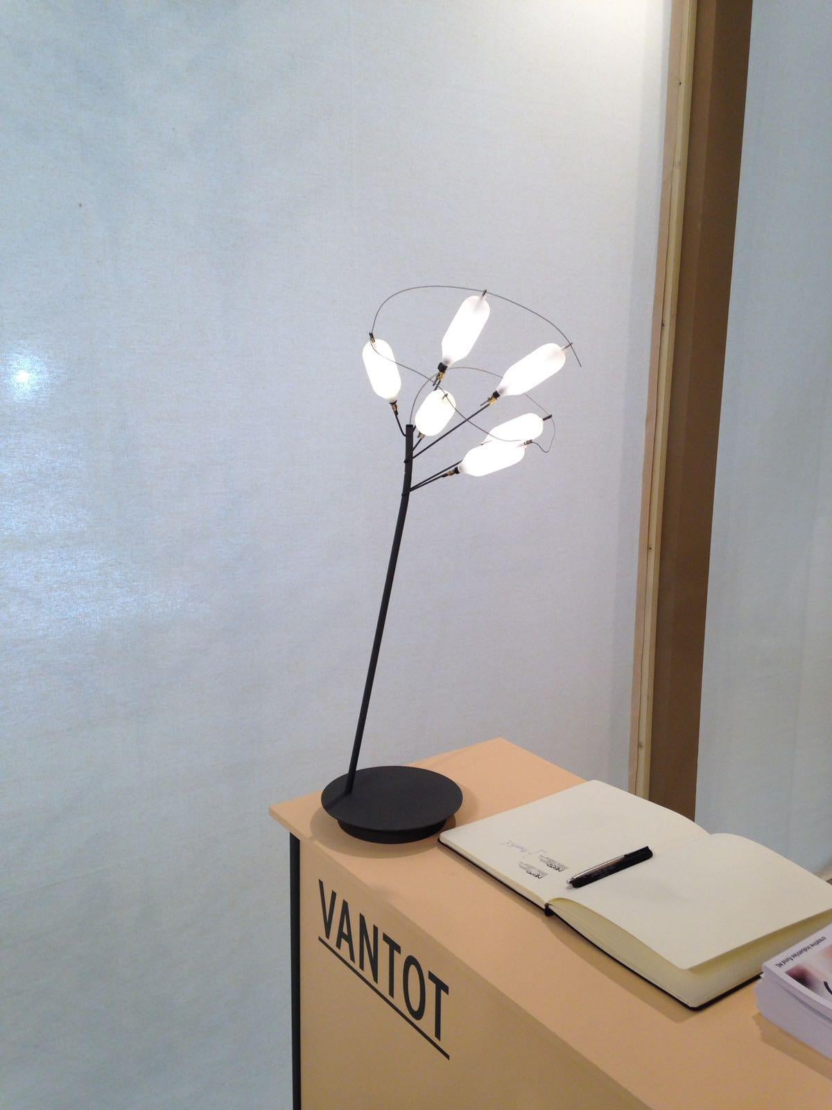 Plated Feather Table Light, Table Lamp, Special collection handmade in Europe by Vantot For Sale