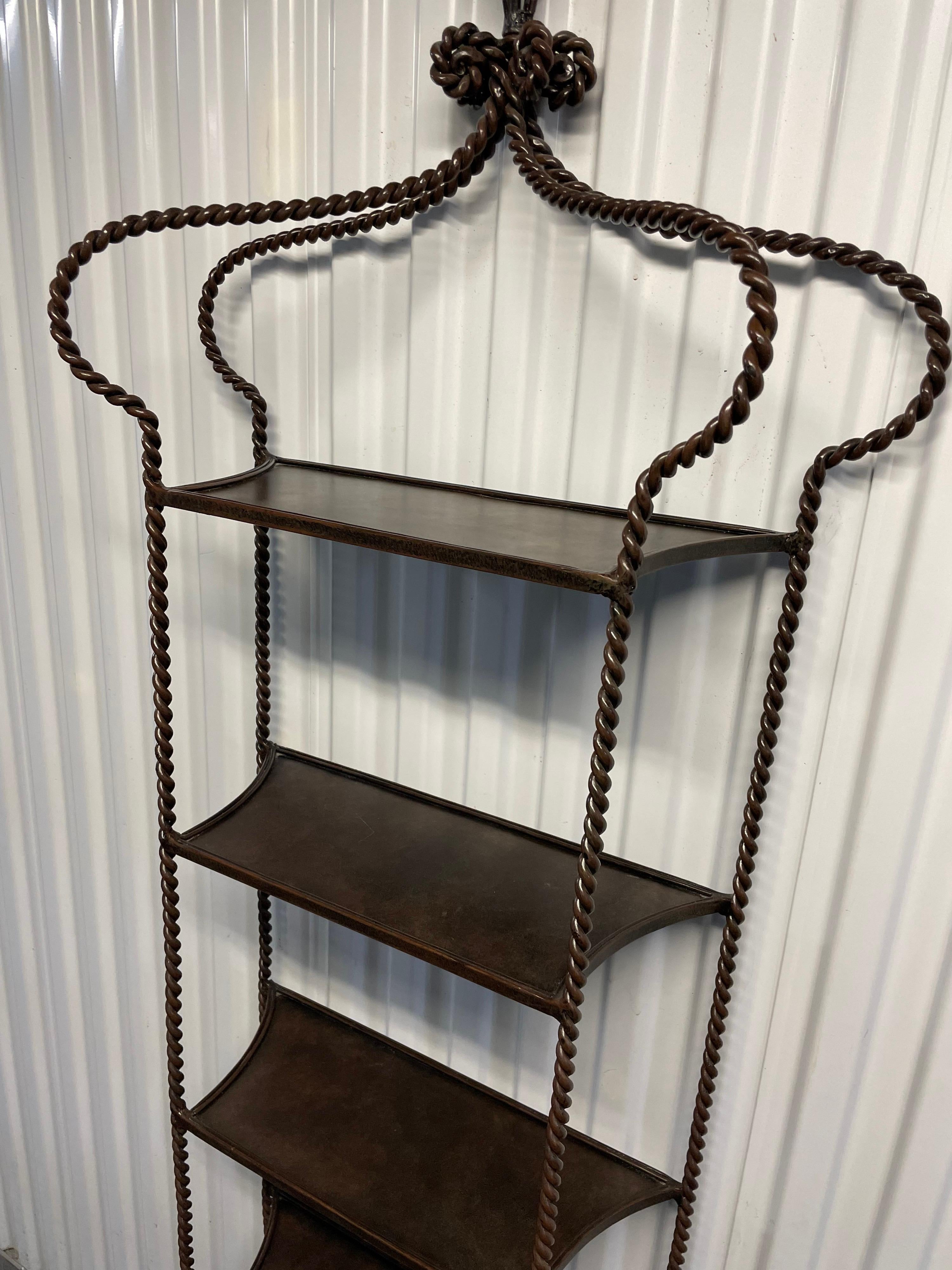 Hollywood Regency Rope & Tassel Pagoda Style Etagere In Good Condition In West Palm Beach, FL