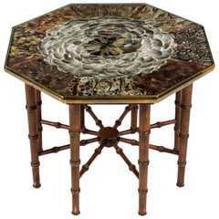 Feather Topped Side Table on Faux Bamboo Base