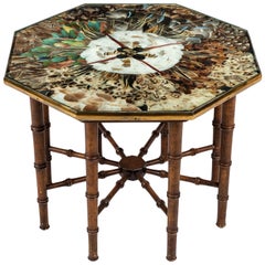 Feather Topped Table on Faux Bamboo Base