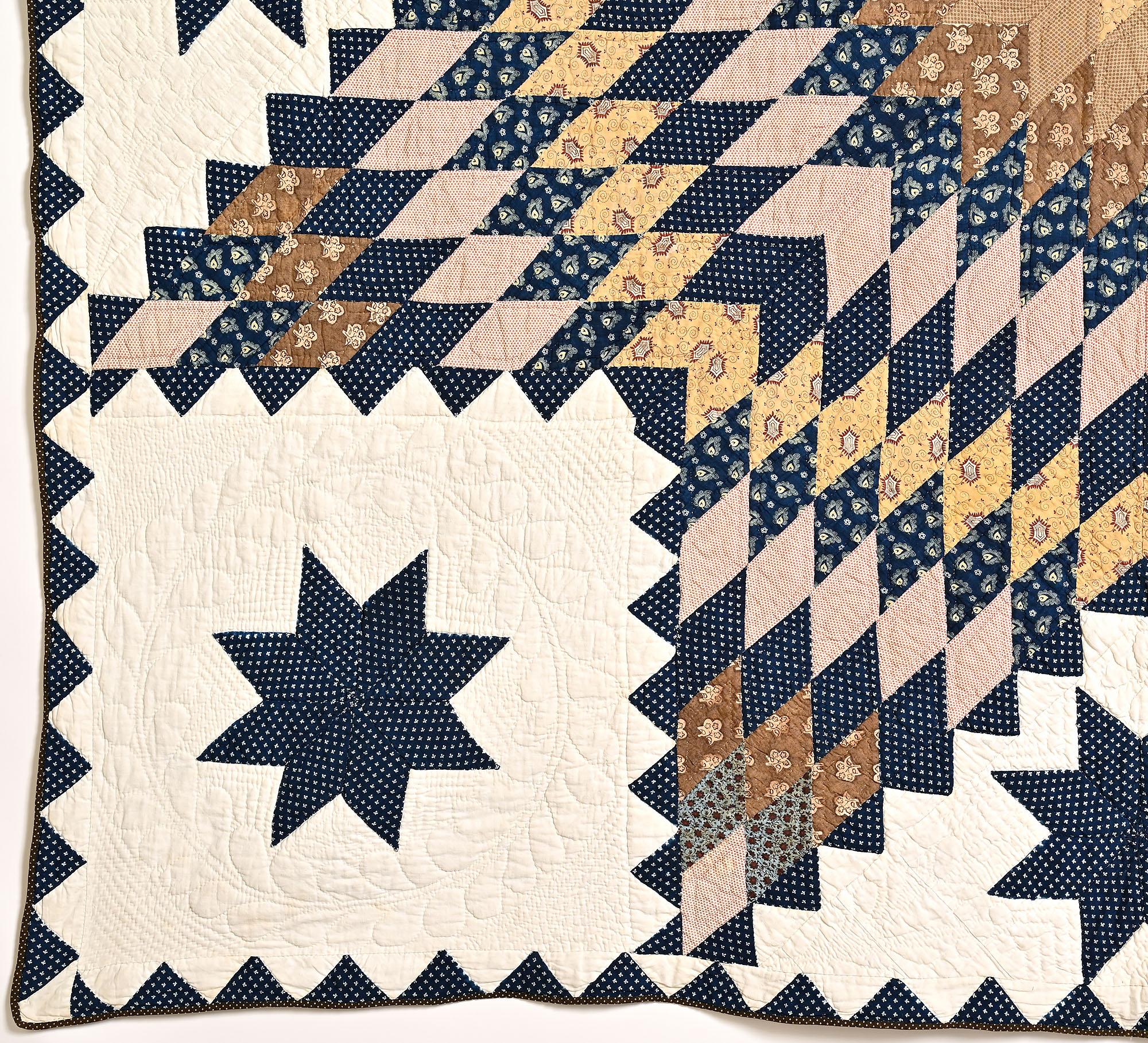 Feathered Lone Star Quilt In Excellent Condition In Darnestown, MD