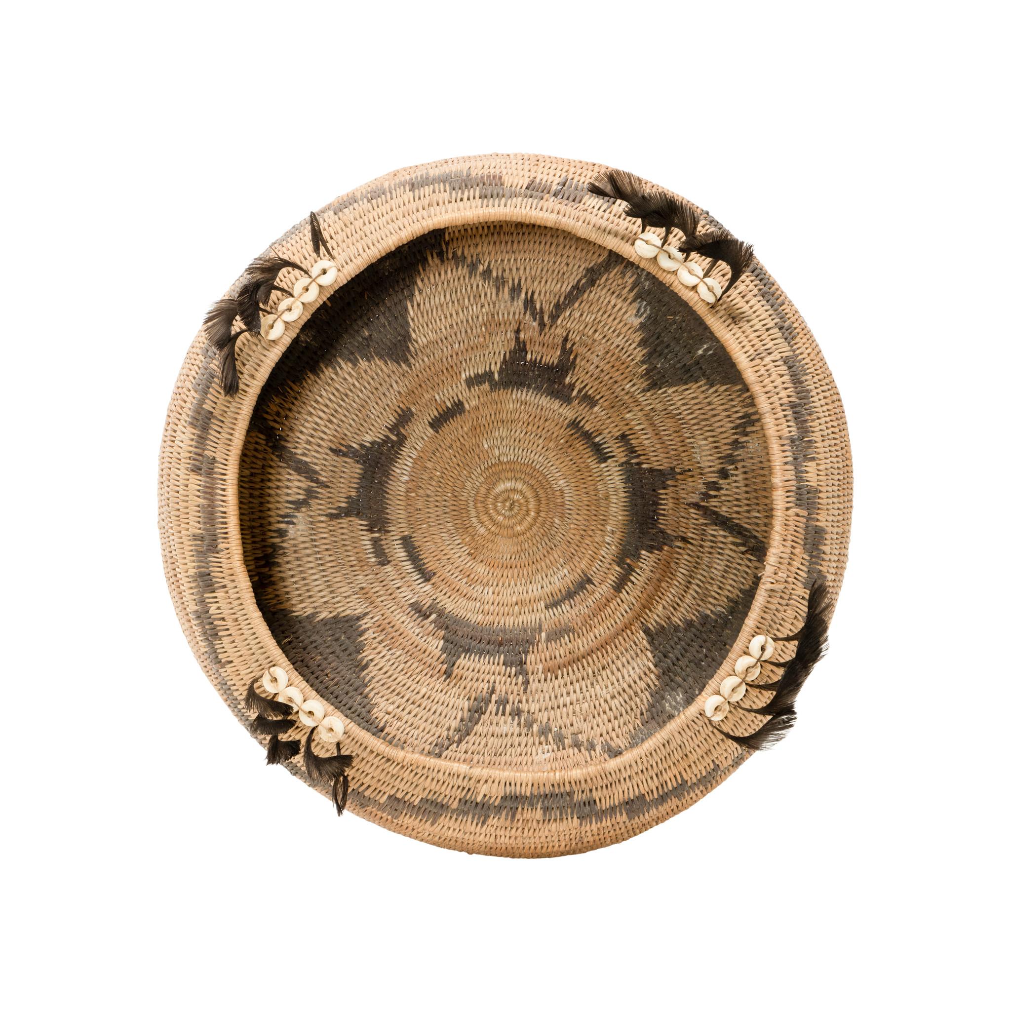 Native American Feathered Pomo Basket For Sale