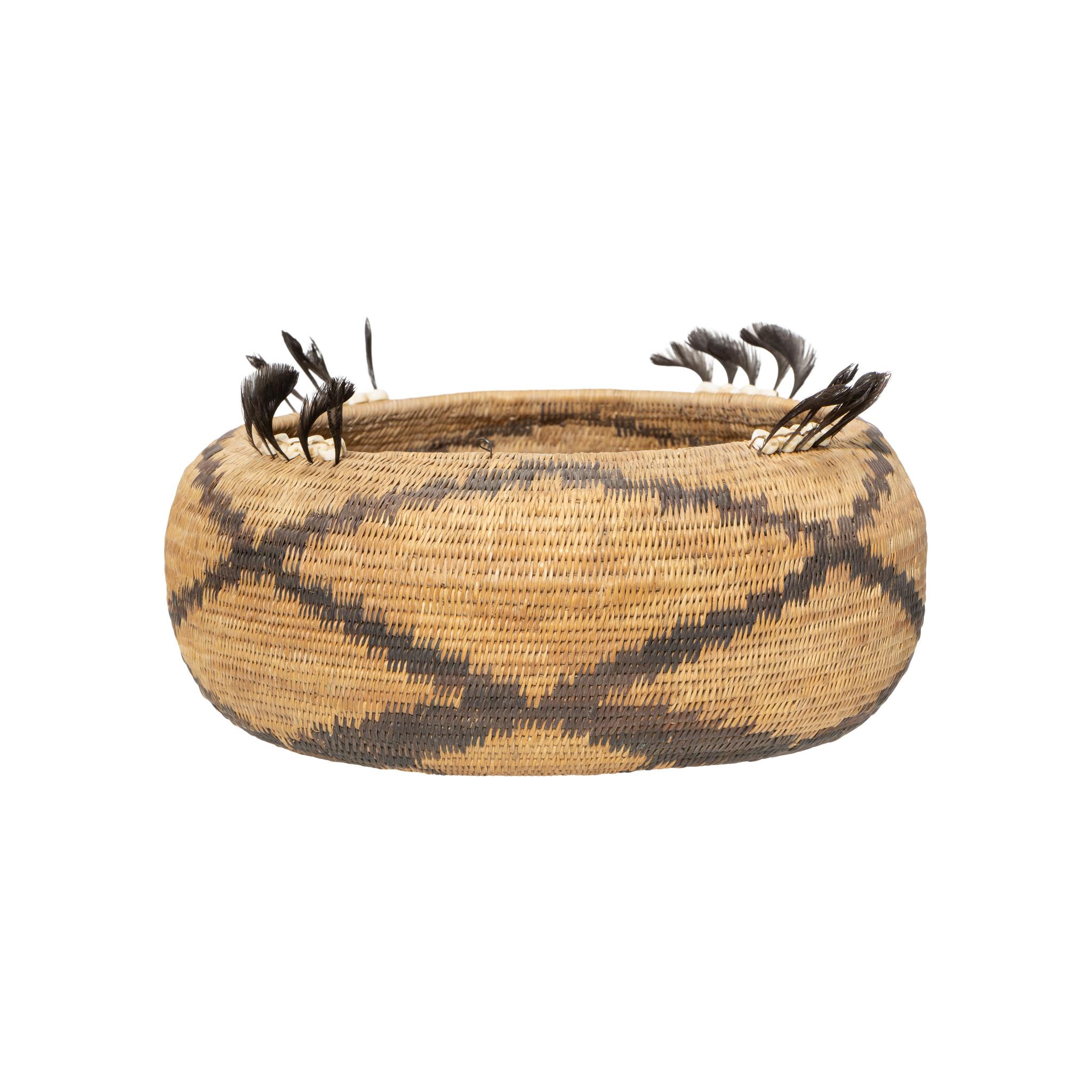 American Feathered Pomo Basket For Sale