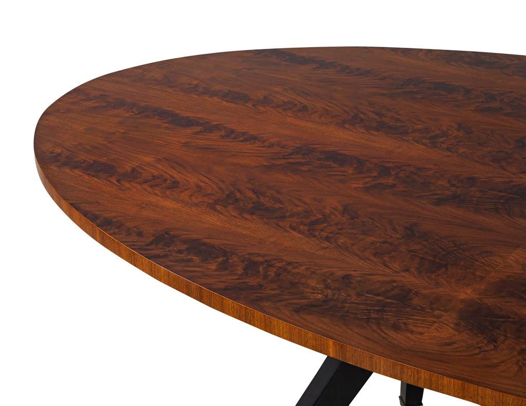 Feathered Walnut Oval Dining Table by Baker Furniture 1