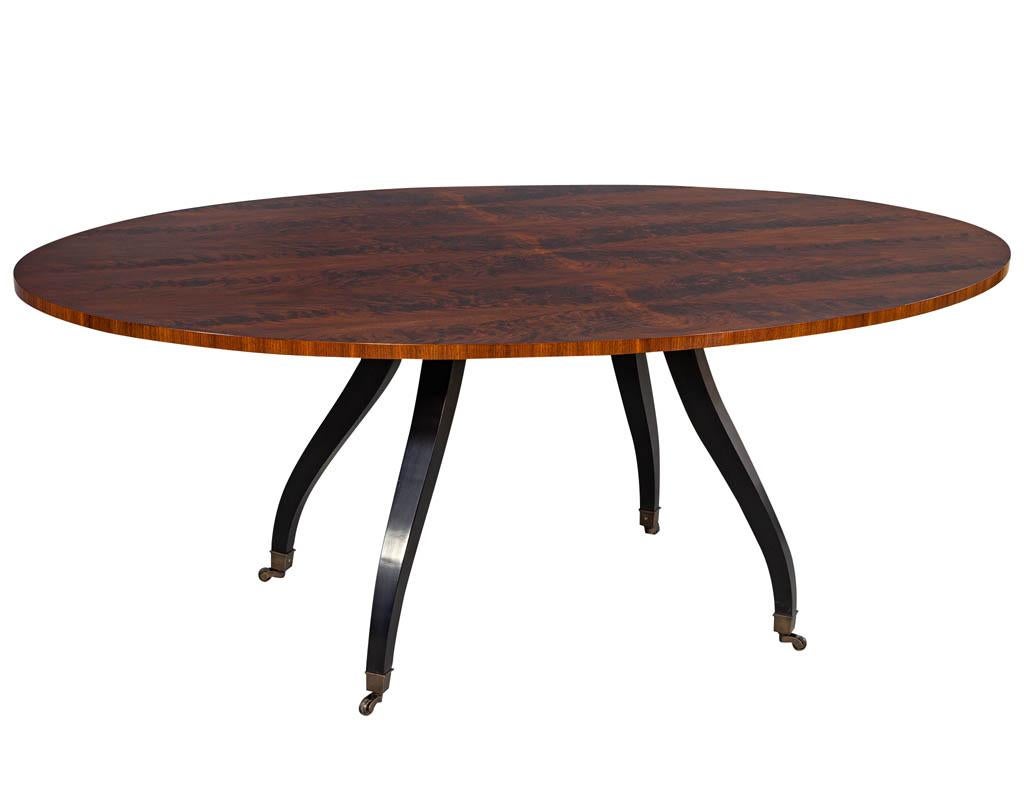 Mid-Century Modern Feathered Walnut Oval Dining Table by Baker Furniture
