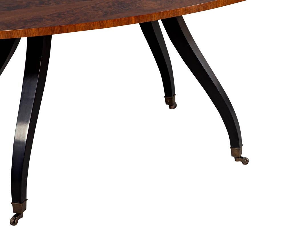 Contemporary Feathered Walnut Oval Dining Table by Baker Furniture