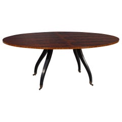 Feathered Walnut Oval Dining Table by Baker Furniture